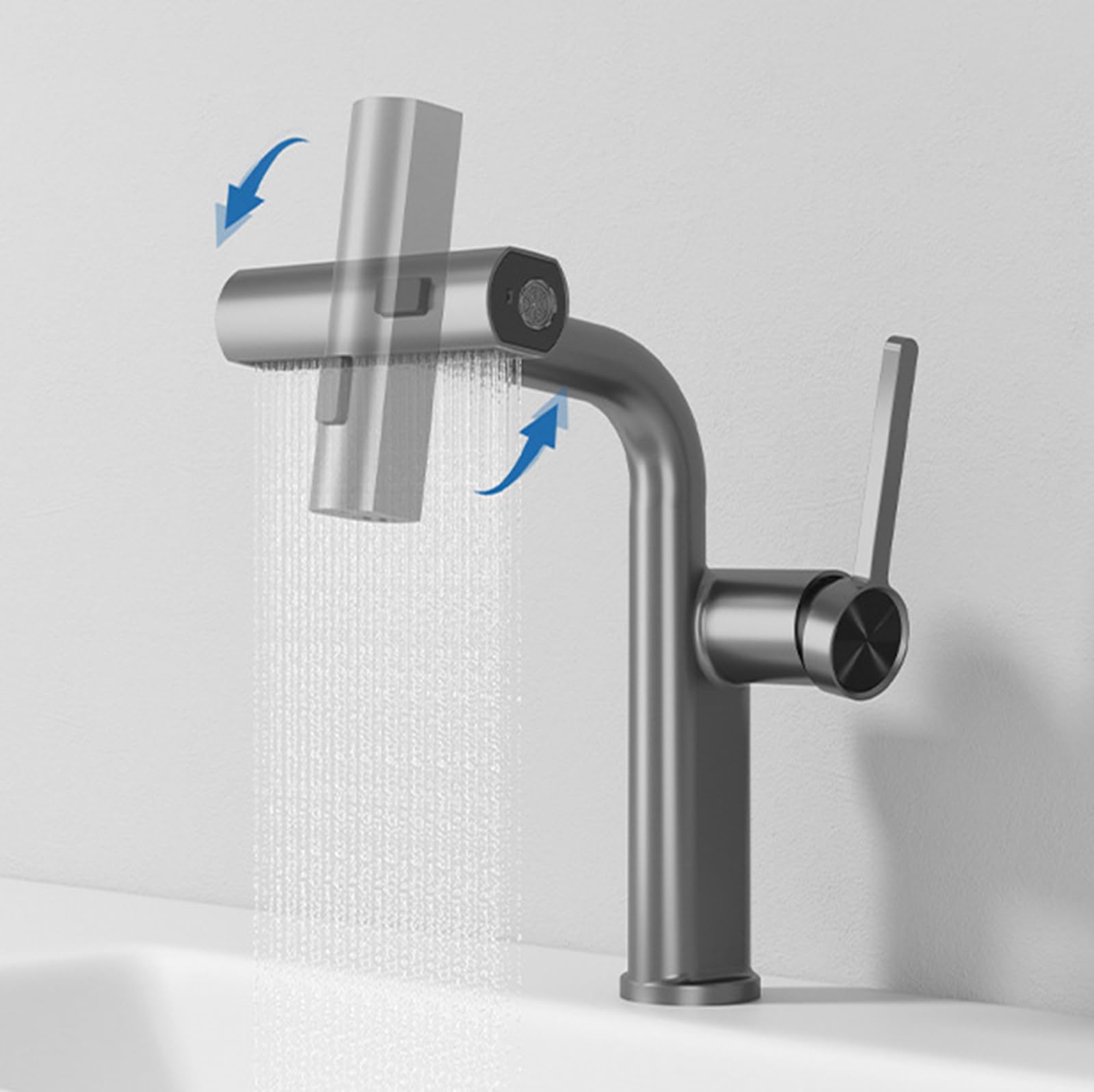 Generico Rubinetto da Bagno Miscelatore per Lavabo Cascata Miscelatore Estraibile per Lavabo da Bagno Rubinetto Monocomando per Lavabo da Bagno 2 modalità Ottone Cromo