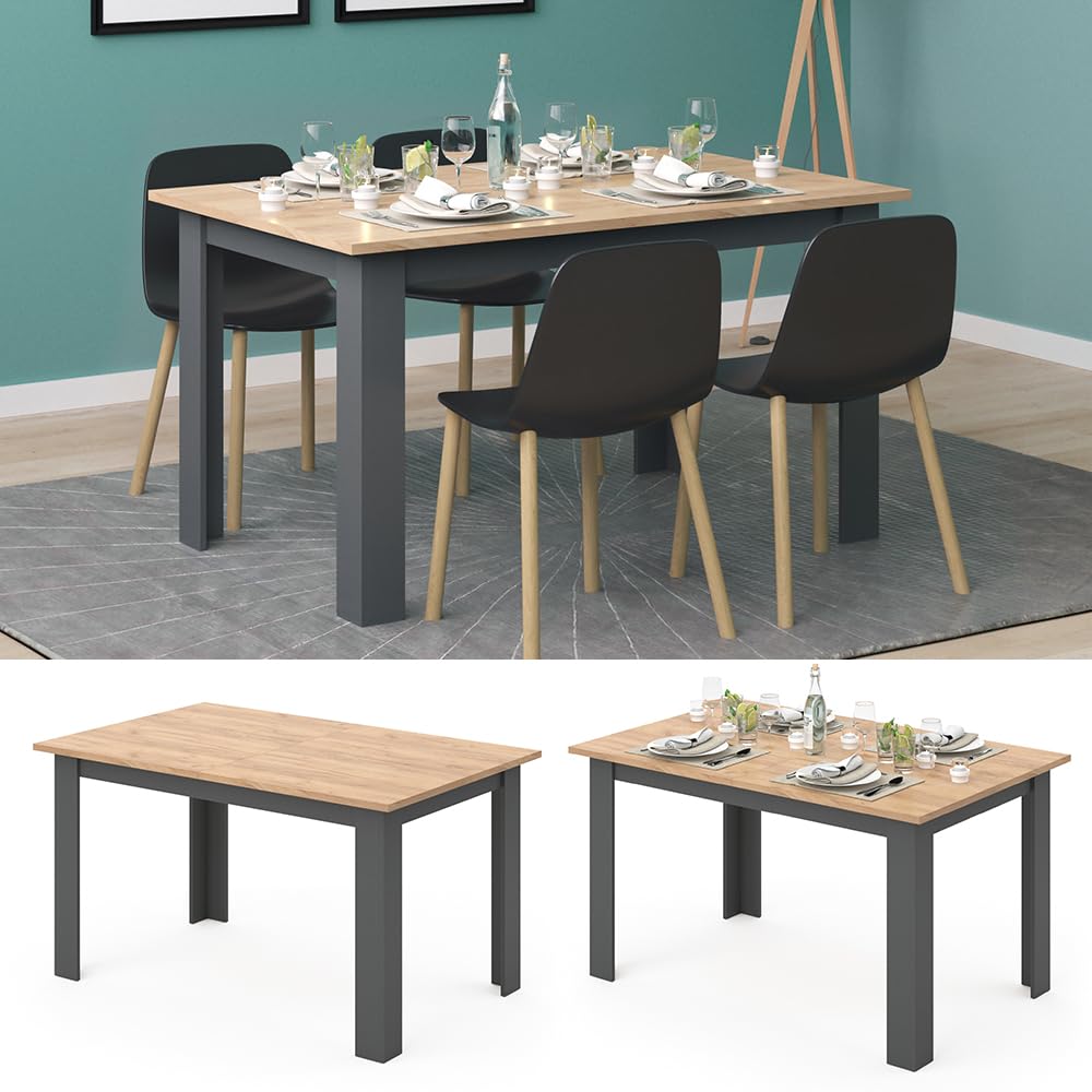 Vicco Tavolo da pranzo Karlos, Rovere dorato, 140 x 90 cm | per l'utilizzo come tavolo da pranzo fisso in soggiorno o sala da pranzo