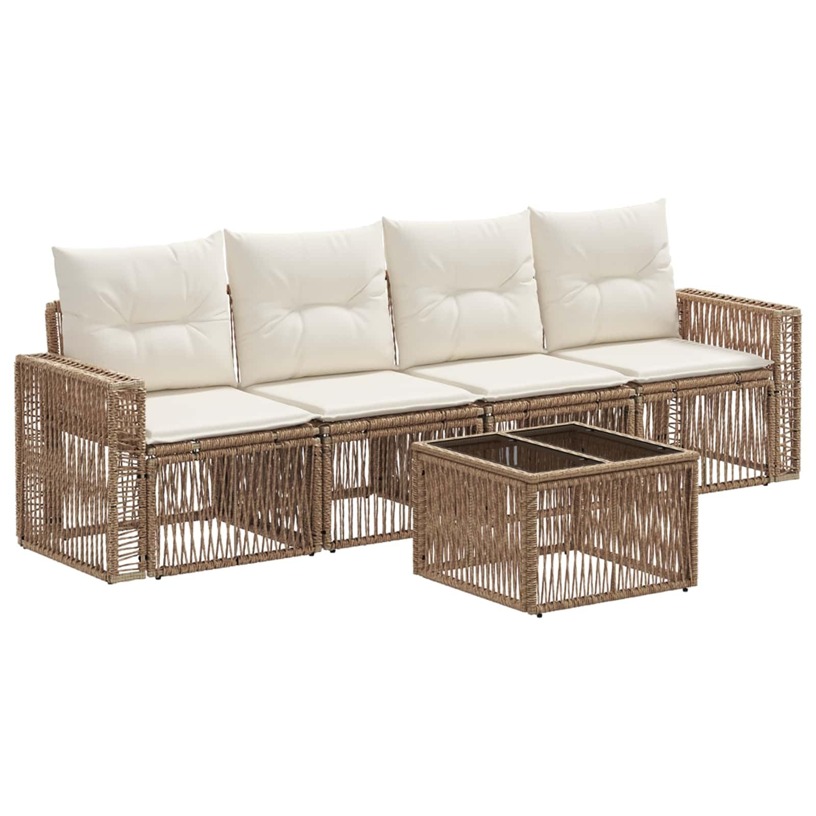 Canapé modulable résistant en rotin avec pieds réglables pour sol de jardin