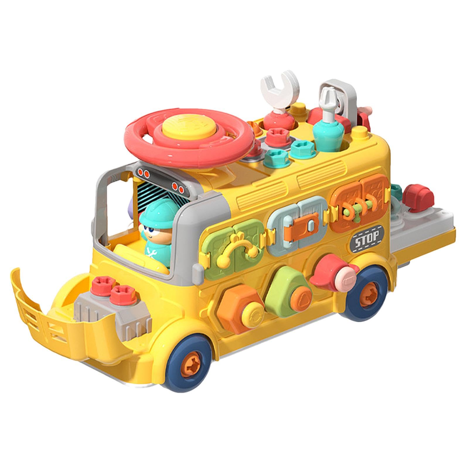 Cubo Occupato, cubo di attività per Bambini | Cubo da Viaggio | sensoriale a Forma di Autobus per Bambini,Giocattolo per seggiolino Auto da Viaggio, cubo di attività, Giocattoli sensoriali