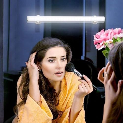 Luces LED portátiles de maquillaje inalámbricas recargables profesionales LED espejo de tocador luz simulada brillo ajustable para baño, vestidor,