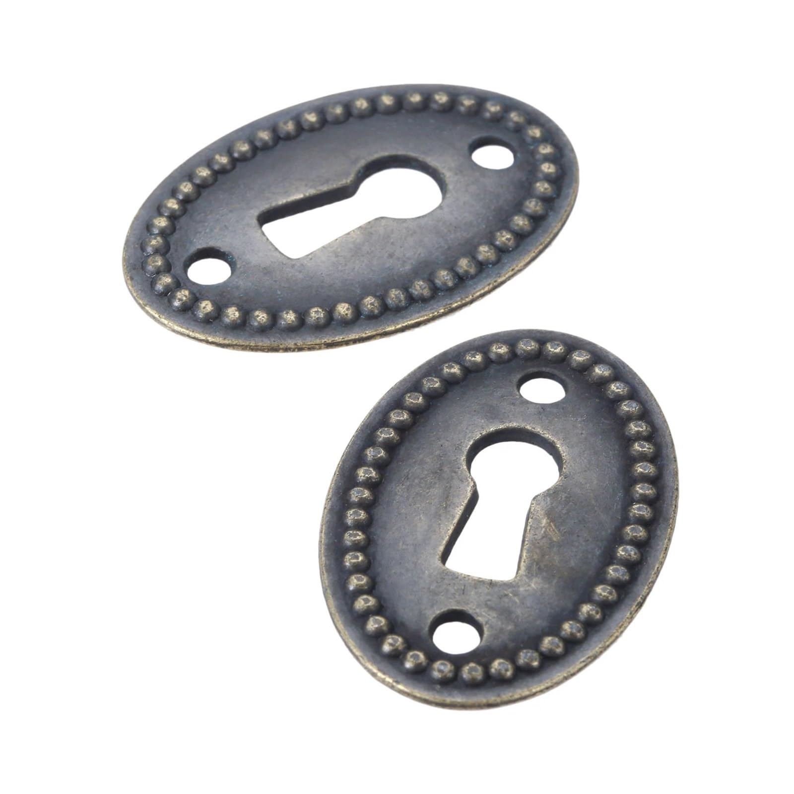 Usohjz One Color 4Pcs Keyhole Cover Oval Shape Antique Bronze Color Furniture Hardware Chinese Style Cabinet Lock