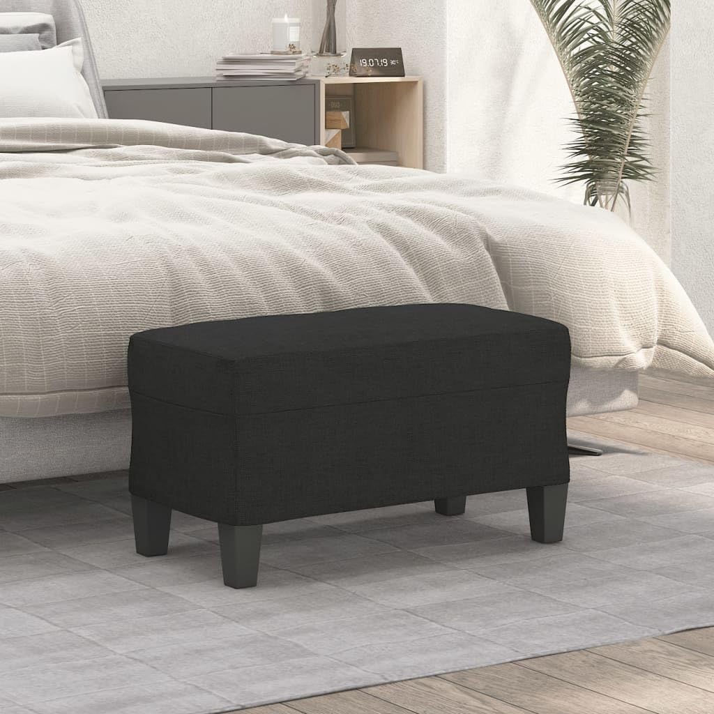 Ławka do siedzenia czarna z materiału 70 x 35 x 41 cm z tapicerką, drewniana rama, wielofunkcyjna ławka do korytarza, sypialni, salonu, jako taboret lub otomana z miejscem do przechowywania i
