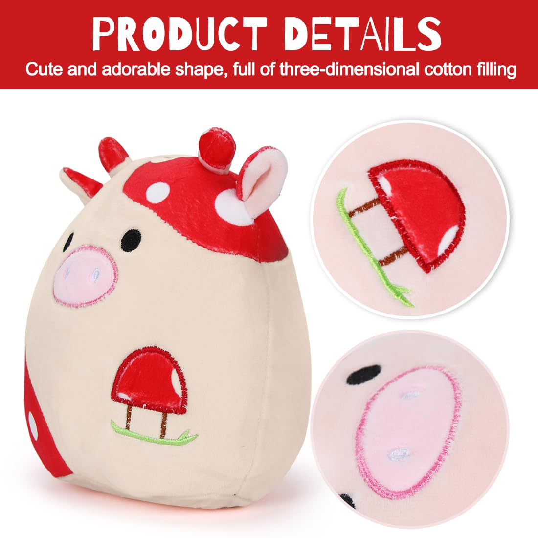 Zaloife Peluche Vache Champignon Jouet Rouge, 20cm Vache Champignon Peluche Feature Plush Poupée en Peluche, Peluche Oreiller Figurine en Peluche Cadeau pour Enfants B Zaloife Peluche Vache Champignon Jouet Rouge, 20cm Vache Champignon Peluche Feature Plush Poupée en Peluche, Peluche Oreiller Figurine en Peluche Cadeau pour Enfants B