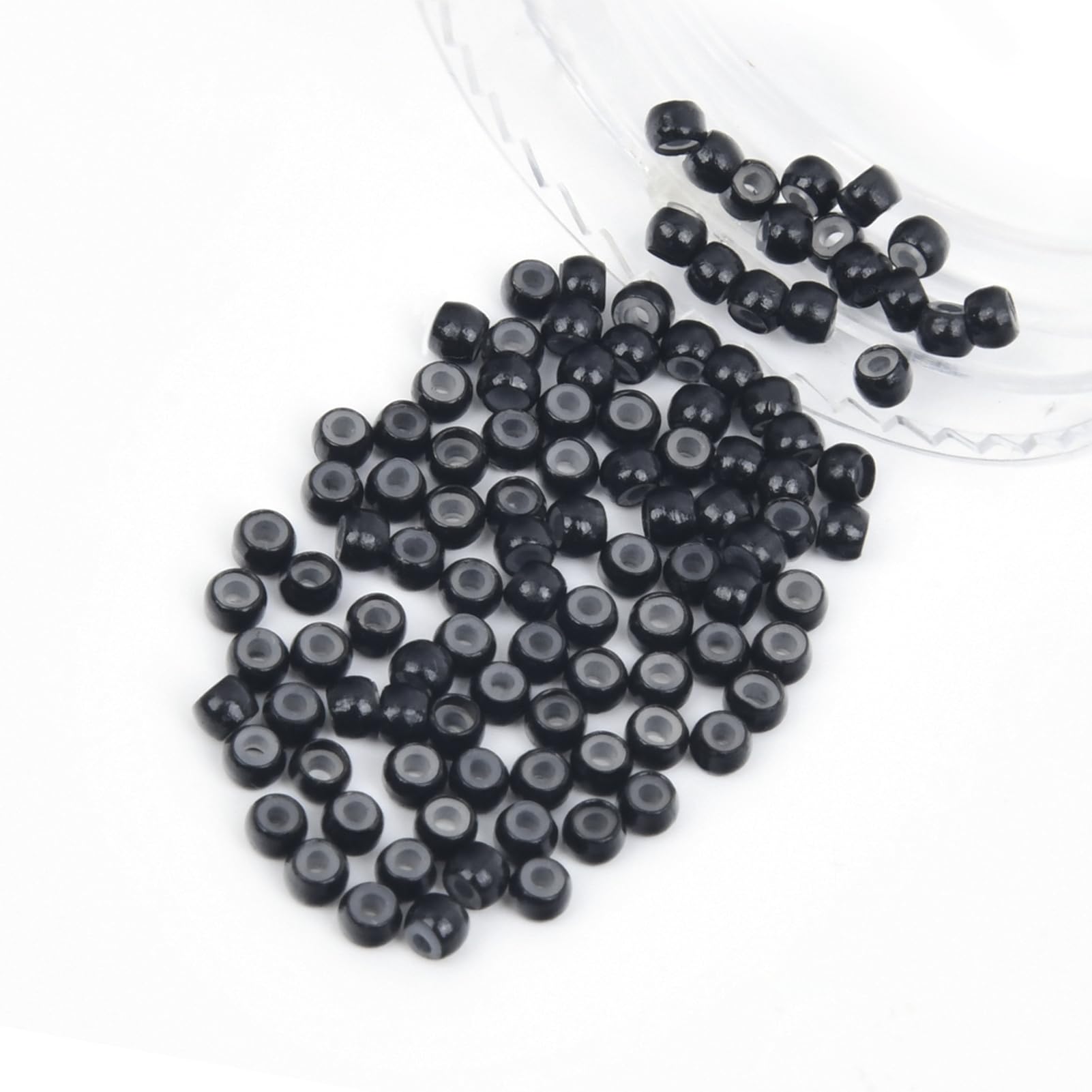 Vlasy 100Pcs Nano Ring Beads Silicone Lined Beads for Nano Ring Human Hair Extensions 5 Color Optional (Black)