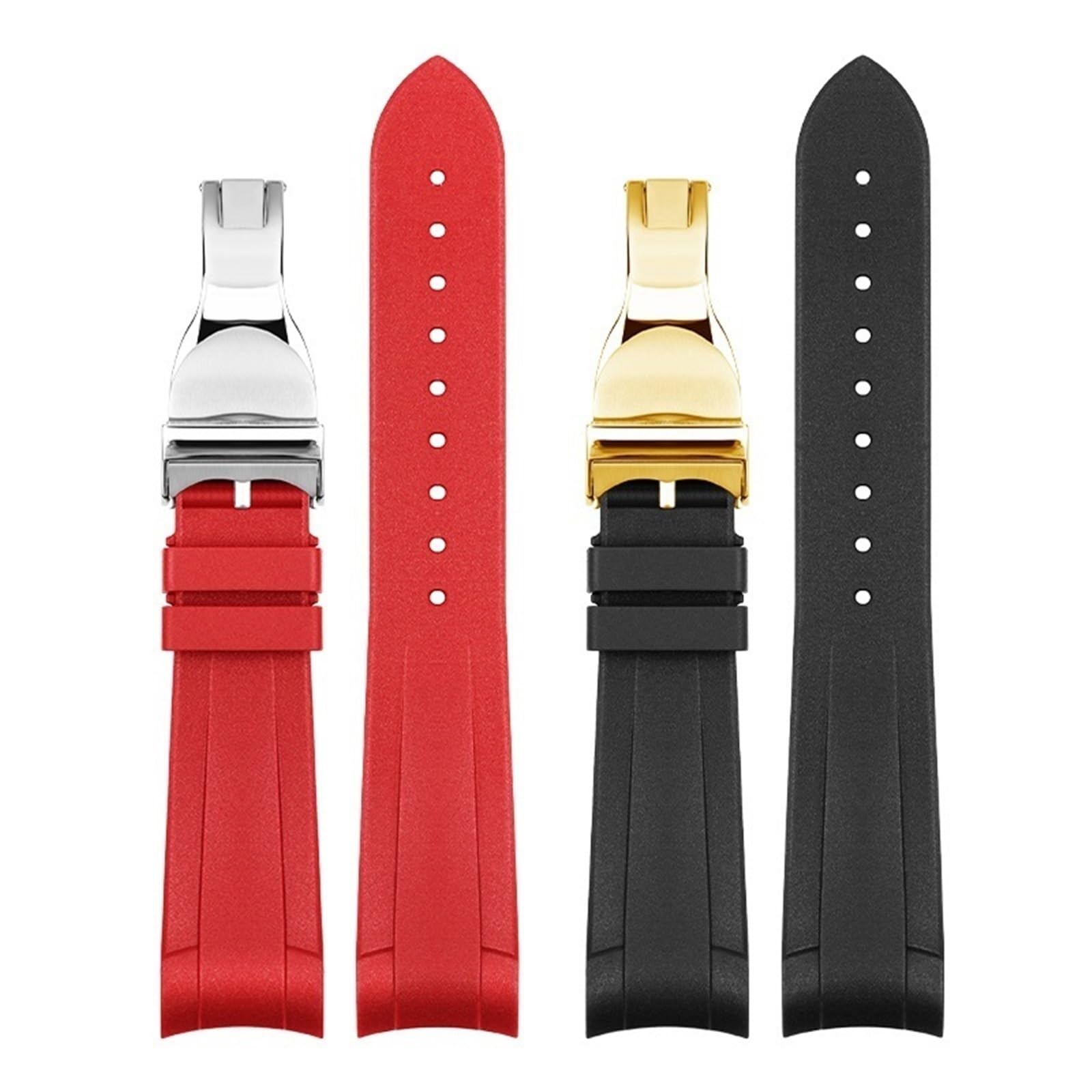 Gummi für Tudor Black Bay GMT Uhrenarmband, gebogenes Ende, Faltschließe, Blau, Rot, 22 mm Armband