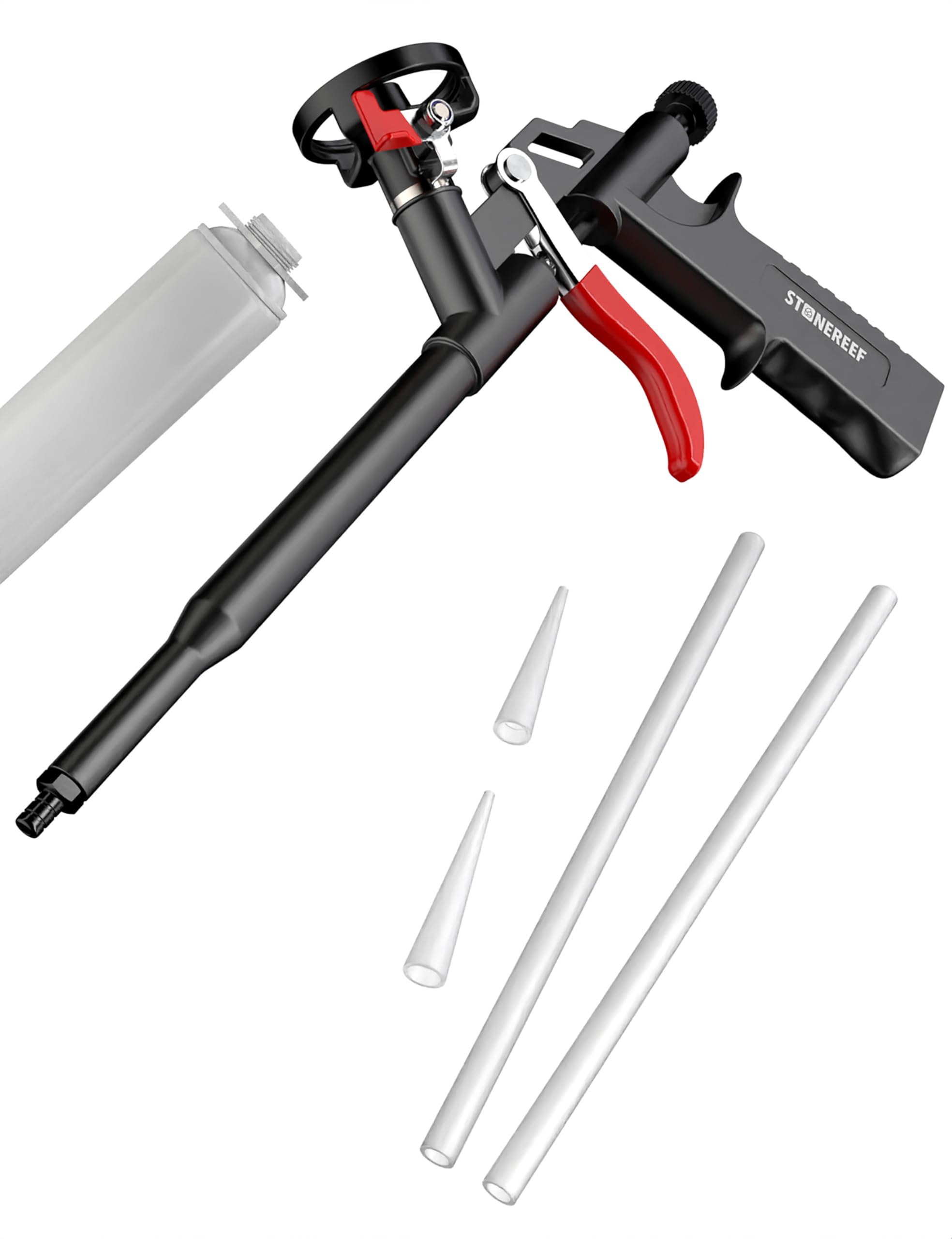 Pistola in schiuma PU, pistola dosatrice rivestita in teflon, in metallo, impugnatura ergonomica per un'applicazione precisa di schiuma da costruzione e schiuma di montaggio, strumento professionale