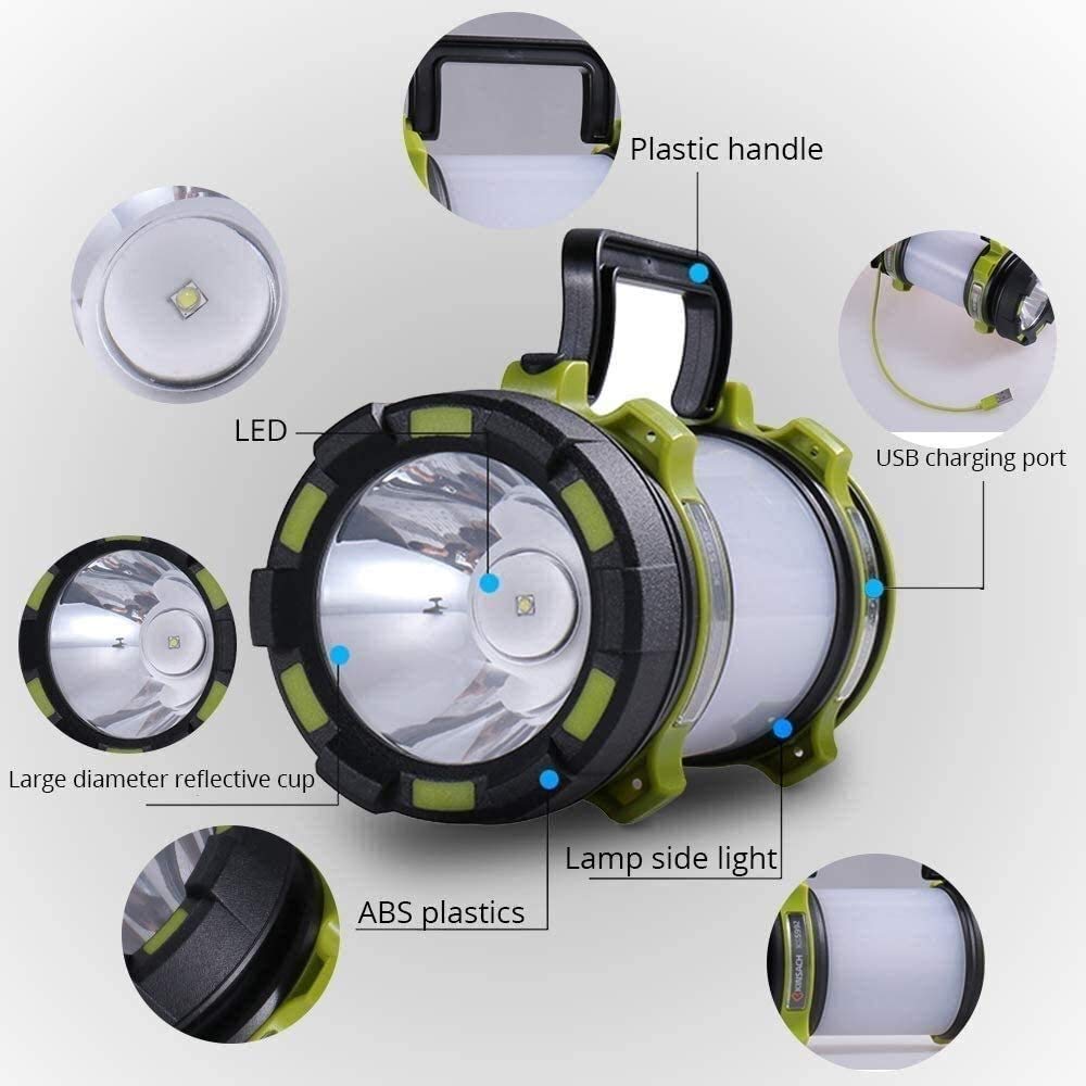 Linterna de Campamento LED Recargable, 1000lm, Banco de energía, Impermeable, Linterna de Linterna Perfecta for Emergencia de huracán, Senderismo, hogar y más, Cable USB Incluido