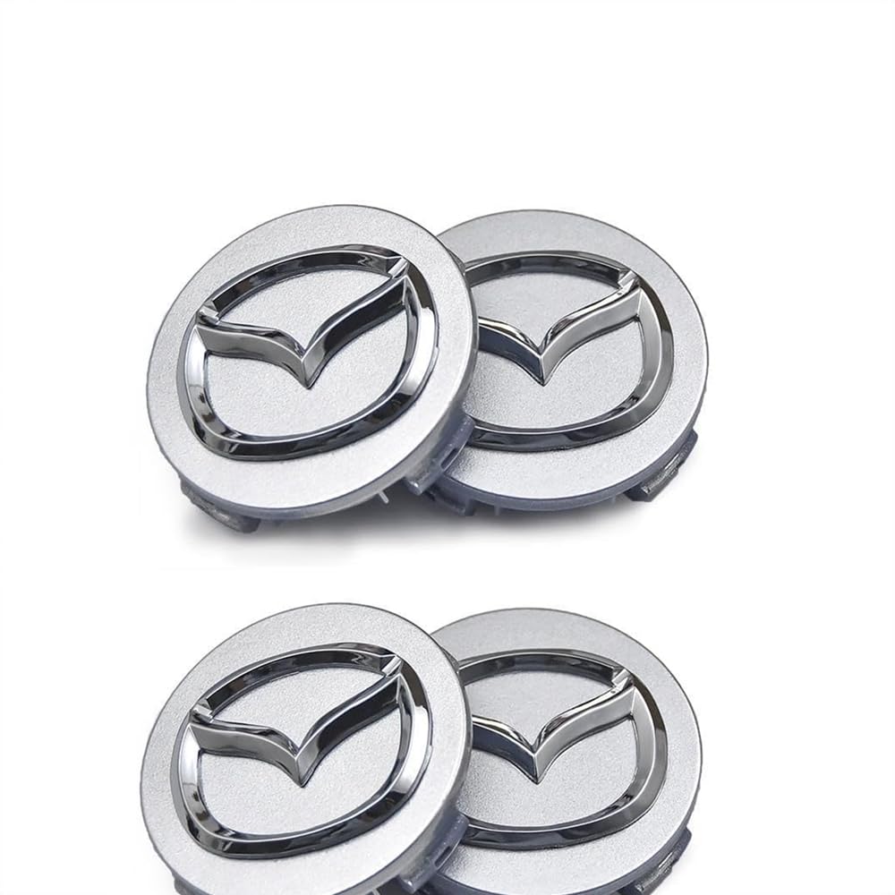 4 PCS Car Wheel Center Caps for Mazda 3 2009 2010 2011 2012 2013 57MM, Automotive Logo Emblem Waterproof Rust-Proof Durable Decorations Tires Accessories Parts