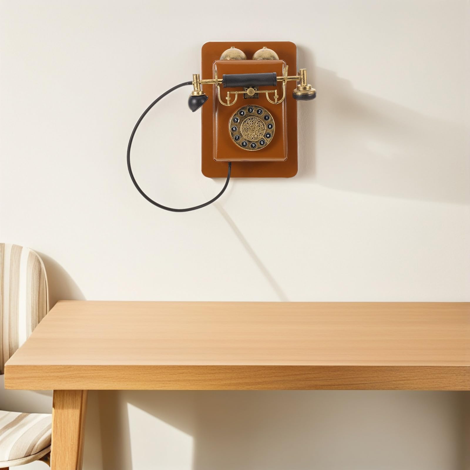 Telefono da Parete e Display Permanente in Ferro Design retrò Autentico Vintage Oggetto di Scena Fotografico per Casa e Ufficio