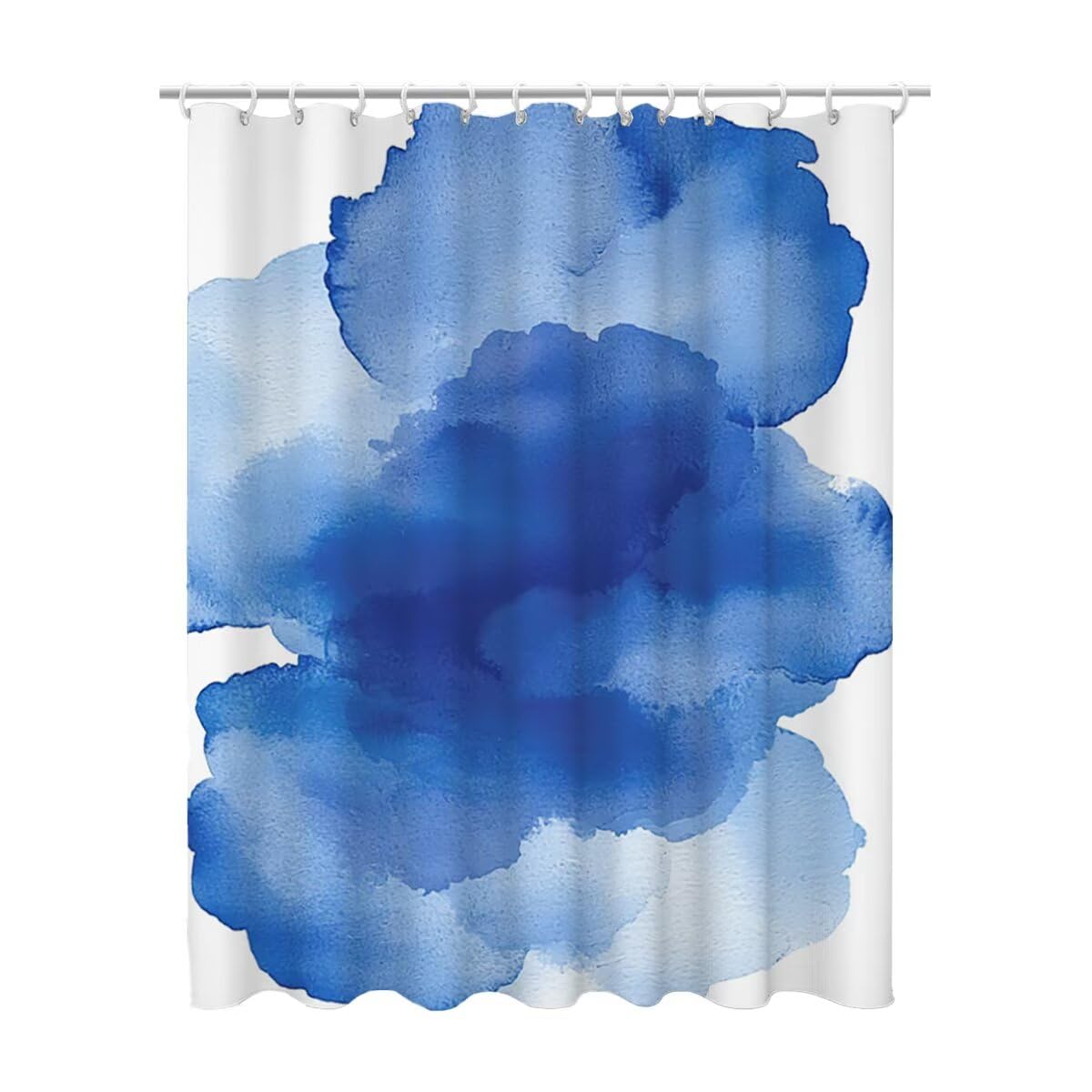 Blau Duschvorhang 240x200, Duschrollo mit 12 Duschvorhang Haken, Blühen Shower Curtains Beschwerter Saum, Waschbar Polyester Stoff Wasserdicht Extra Lang für Badewanne Badezimmer Deko, Geschenke -5117