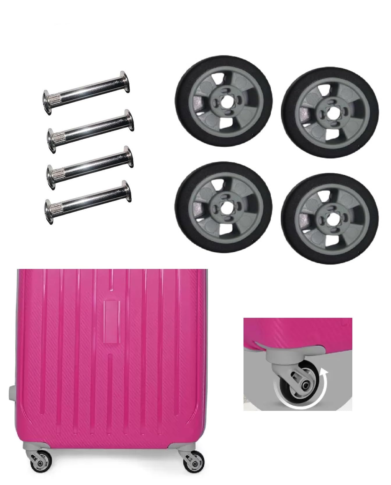 MyViradi Luggage Wheels Only for Branded Luggage Replacement and Repair Travel Trolley Bag Suitcases Rubber Wheels for Luggage Parts, 4 Pieces 5 x 5 CM Wheels (Grey)-image-43