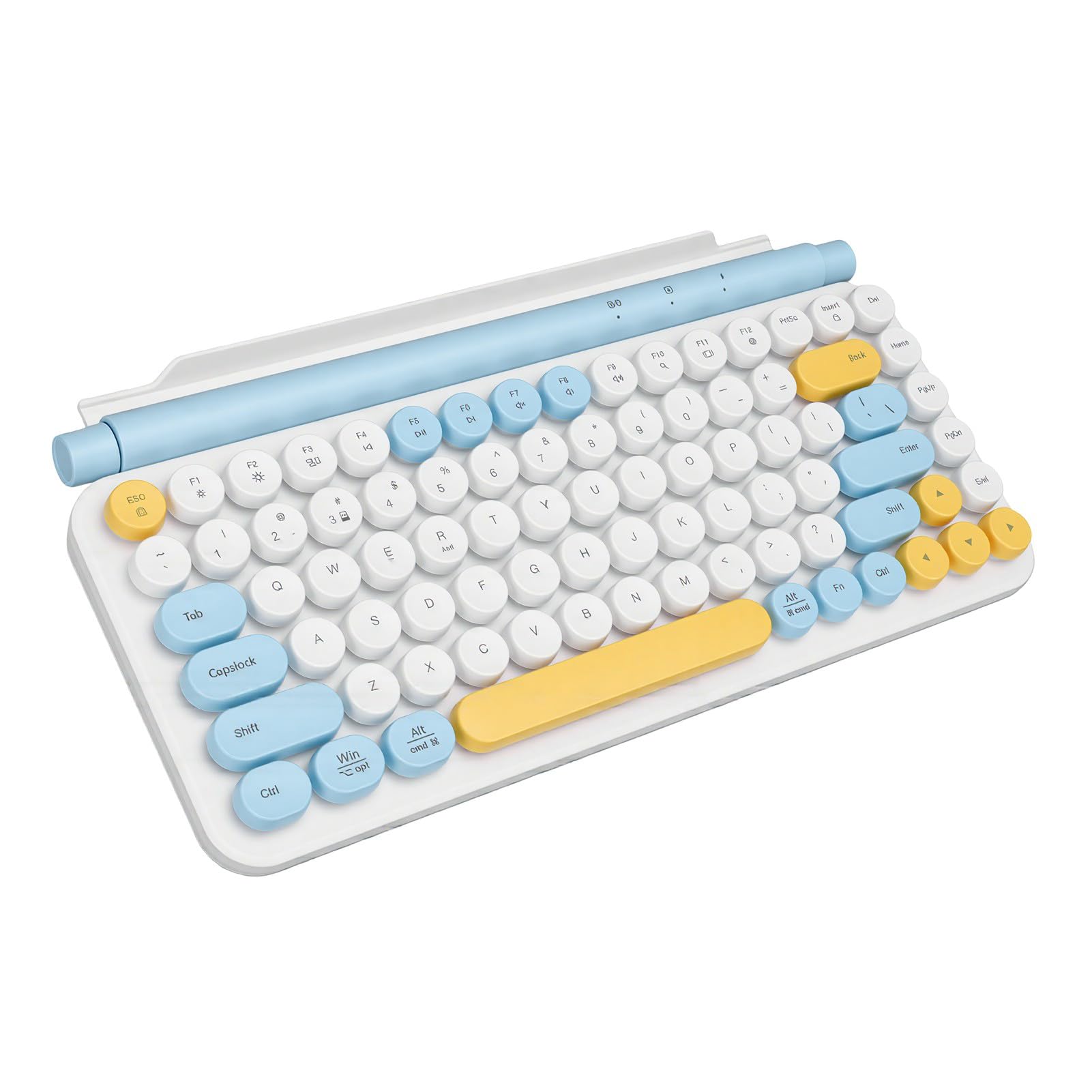 Teclado Inalámbrico de Modo Dual Bluetooth 5.0 con Soporte (Azul