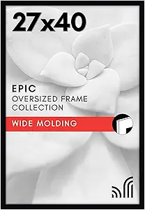 Americanflat 27x40 Movie Poster Frame with Polished Plexiglass - Black Picture Frame - Wide Photo Frames Made of Engineered Wood for Vertical or Horizontal Wall Display - Epic Collection - Black