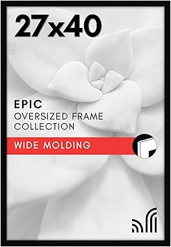 Americanflat 27x40 Movie Poster Frame with Polished Plexiglass - Black Picture Frame - Wide Photo Frames Made of Engineered Wood for Vertical or Horizontal Wall Display - Epic Collection - Black