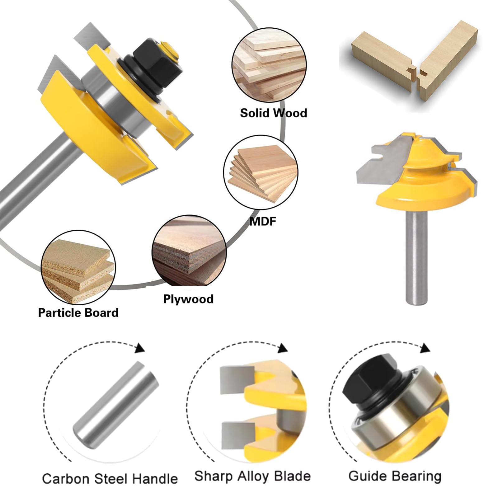 Set Punte Frese per Legno, Fresa a Forma T Scanalata, Fresatrice Verticale, Fresa per Spianare, Strumenti per La Lavorazione del Legno