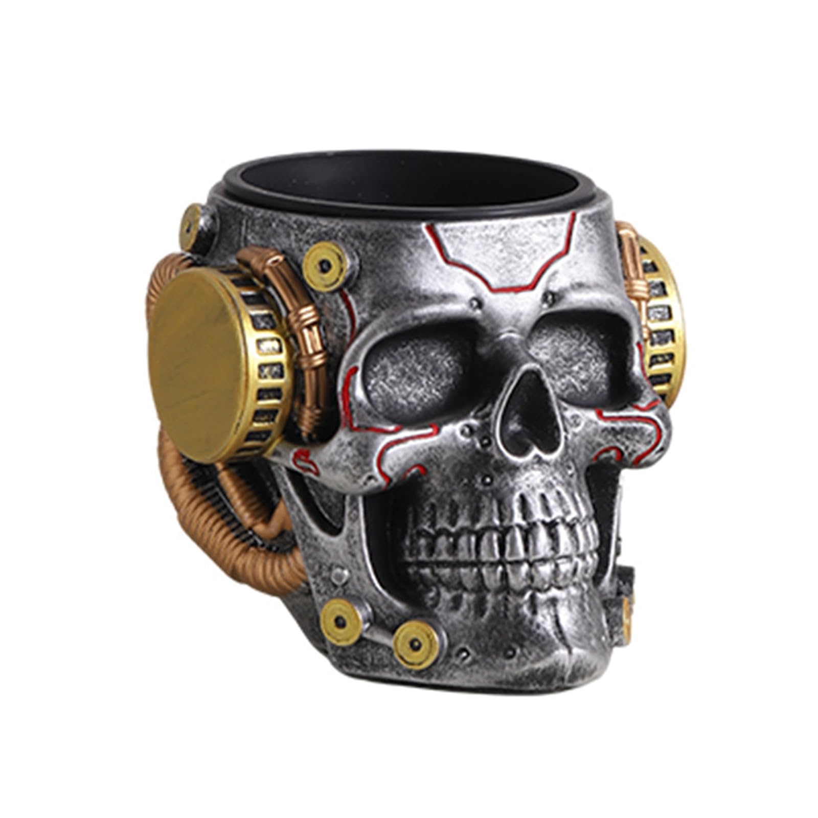 Artistic Skull Shaped Resin Organiser for Pens and Brushes Decor Mechanical Container Makeup Brush Bucket Functional and Decorative Item for Modern Interior Shaped Organiser for Pens and Brushes Decor