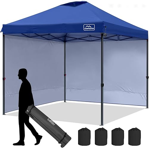 KAMPKEEPER Canopy Tent,10x10 Canopy Tent with sidewalls,Pop Up Canopy Tent for Commercial Garden Wedding Camping Party with 2 Sidewalls & 4 Weight Bags & Carry Bag (Navy Blue)