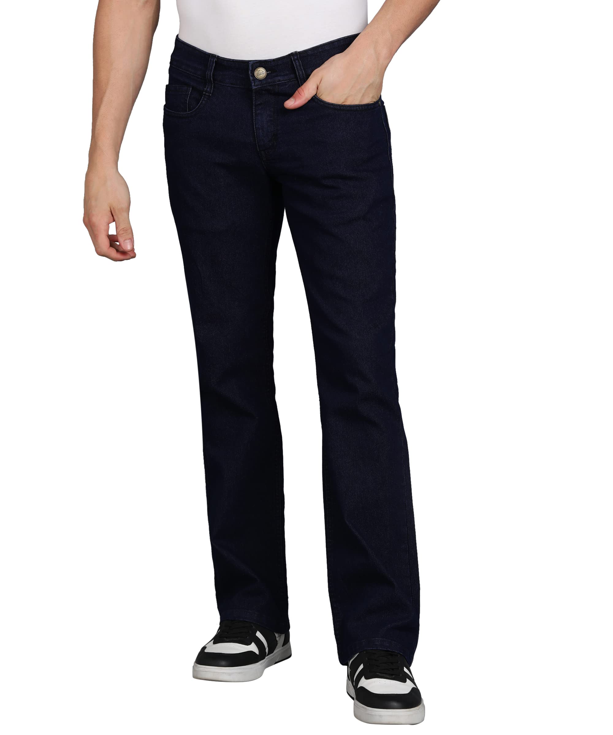 Urbano FashionMen's Washed Bootcut Jeans Stretchable