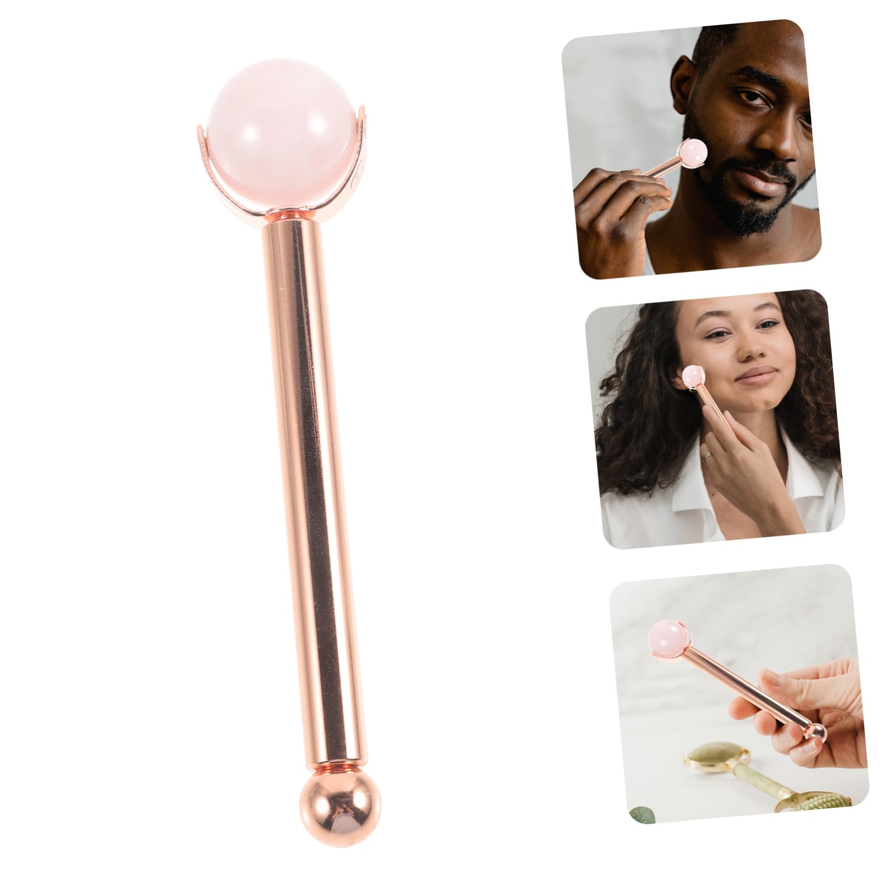 Amazon.com: PLAFOPE Jade Facial Roller with Metal Handle Round