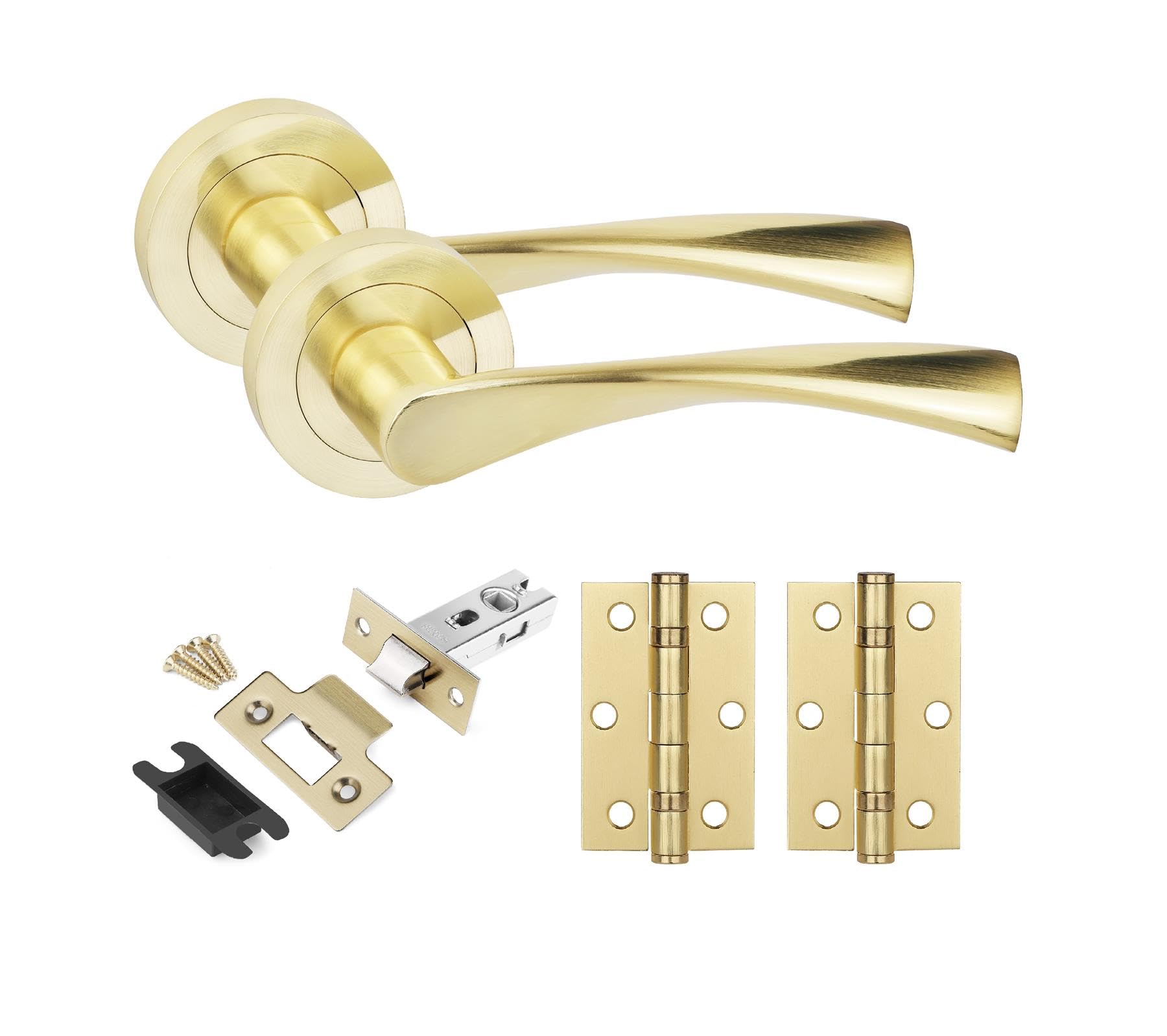 Golden Grace Astrid Door Handles Set - Satin Brass