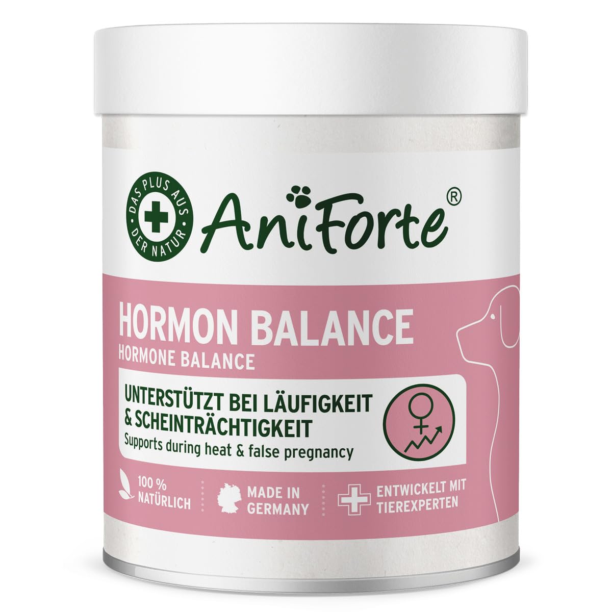AniForte Hormon Balance Triebregulat für Hündinnen bei Läufigkeit & Scheinschwangerschaft 80 g – 100% natürliche Kräuter, unterstützt in hormonellen Phasen & Zyklus