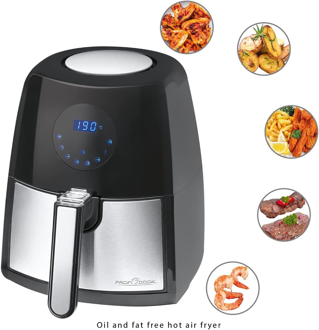 PROFICOOK PC-FR 1147 H FREIDORA DE AIRE CALIENTE 2,5 L SENCILLO NEGRO, ACERO INOXIDABLE INDEPENDIENTE 1500 W PROFICOOK PC-FR 1147 H FREIDORA DE AIRE CALIENTE 2,5 L SENCILLO NEGRO, ACERO INOXIDABLE INDEPENDIENTE 1500 W
