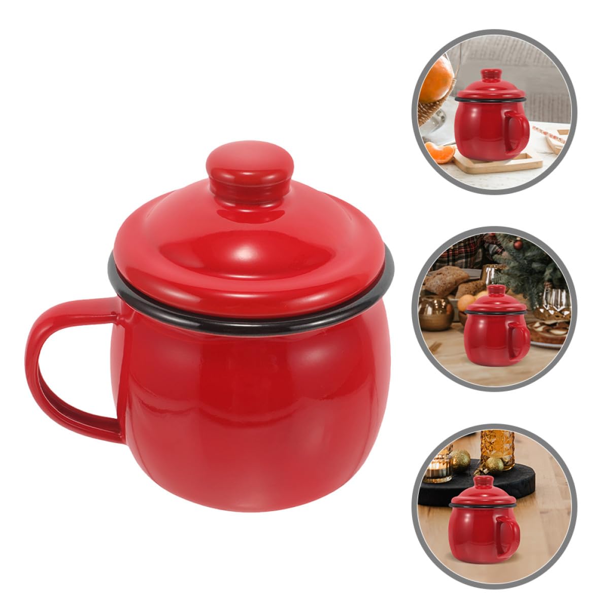 MAGICLULU 2 Stück Emaille Tassen mit Deckel 580ml Mikrowellengeeignet Einfacher Transport Stilvoller Haushalts Emaille Kaffeebecher für Büro und Reise
