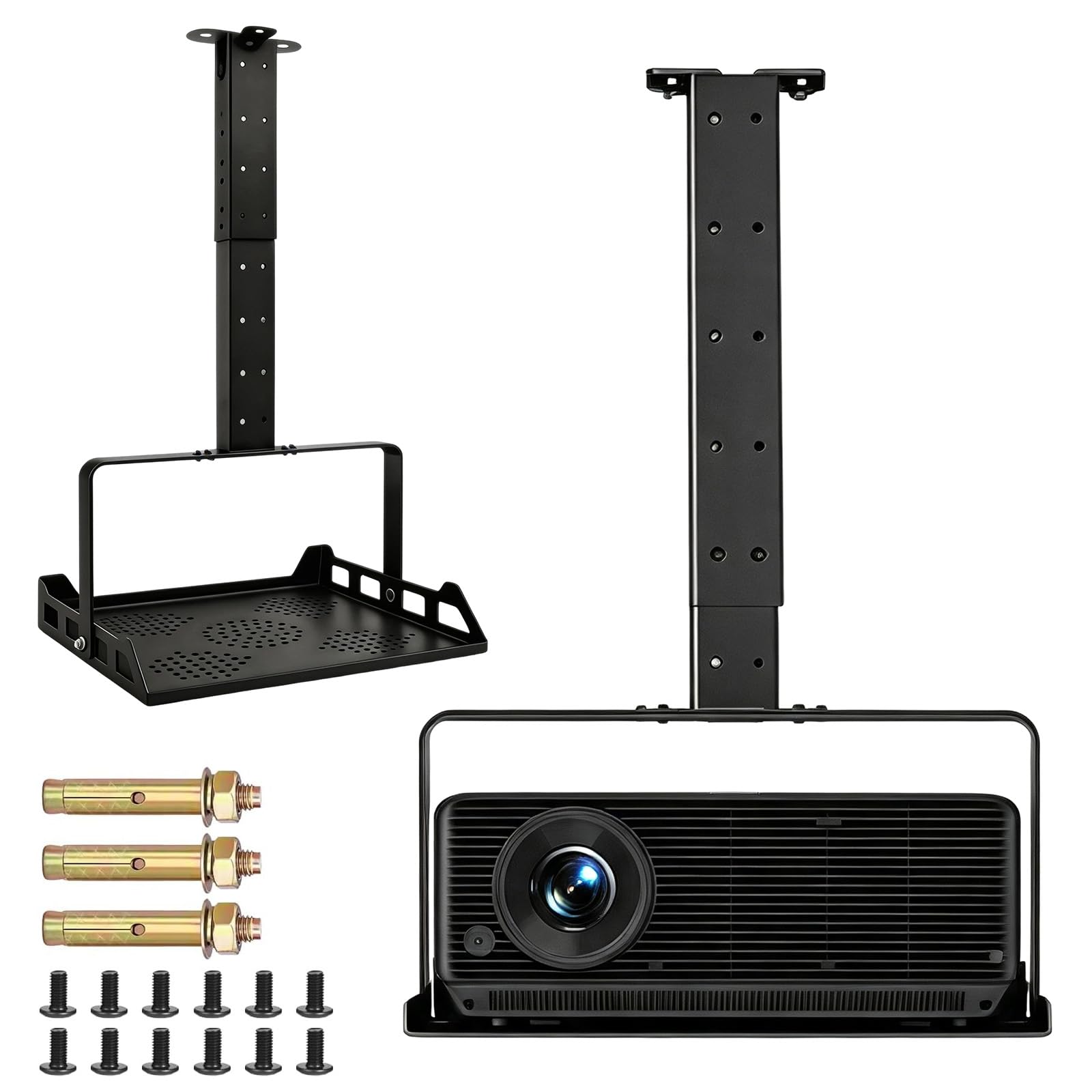 CEWROM Supporto da soffitto per proiettore, per home theatre e ufficio | Supporto per proiettore regolabile in altezza, supporto universale da parete, guida per cavi nascosta, portata fino a 10 kg