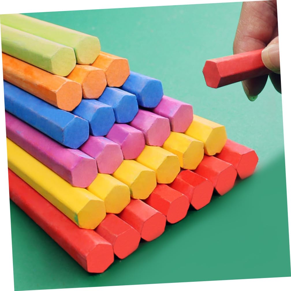 Craies Colorées Gypse Lisse Hexagonales sans Poussière 3 Boîtes pour Tableau Noir pour Enseignants et Garçon et Filles en Dessin ou Peinture