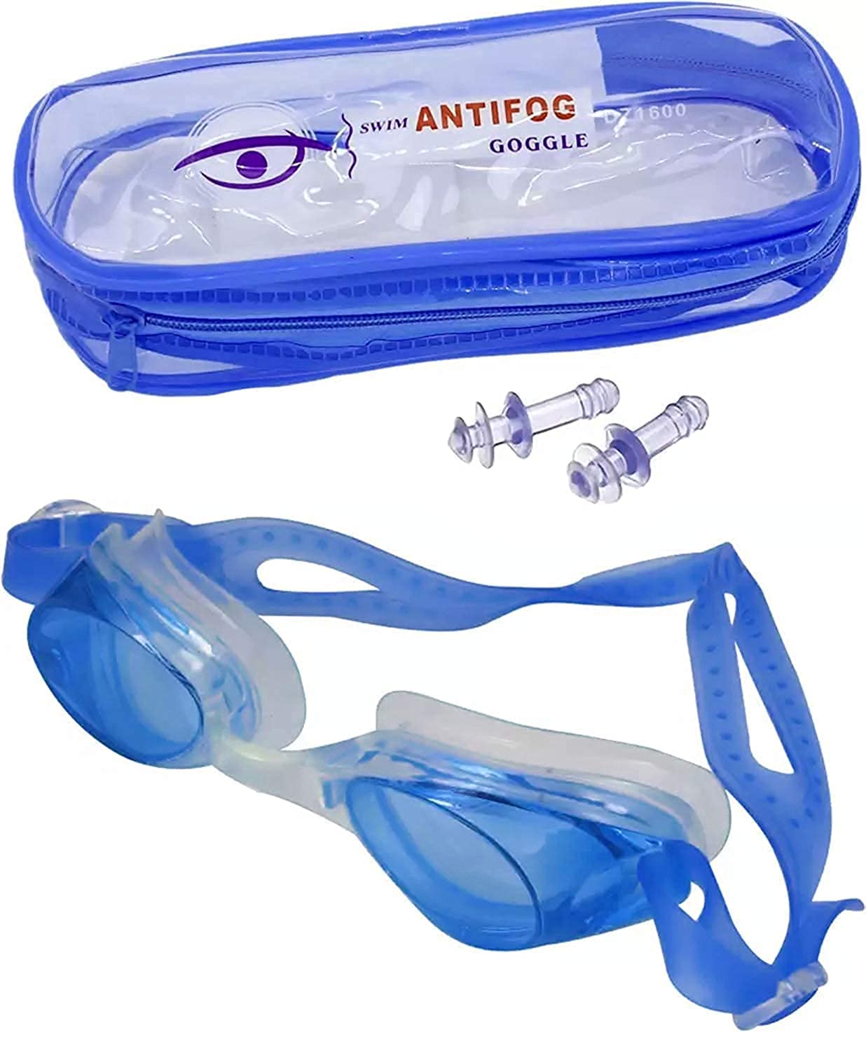 SKMT NEVER LOSE UNTIL YOU WIN Clear Anti Fog and UV Protection Silicone Swimming Goggles with Ear Plugs For Adults & Kids 2
