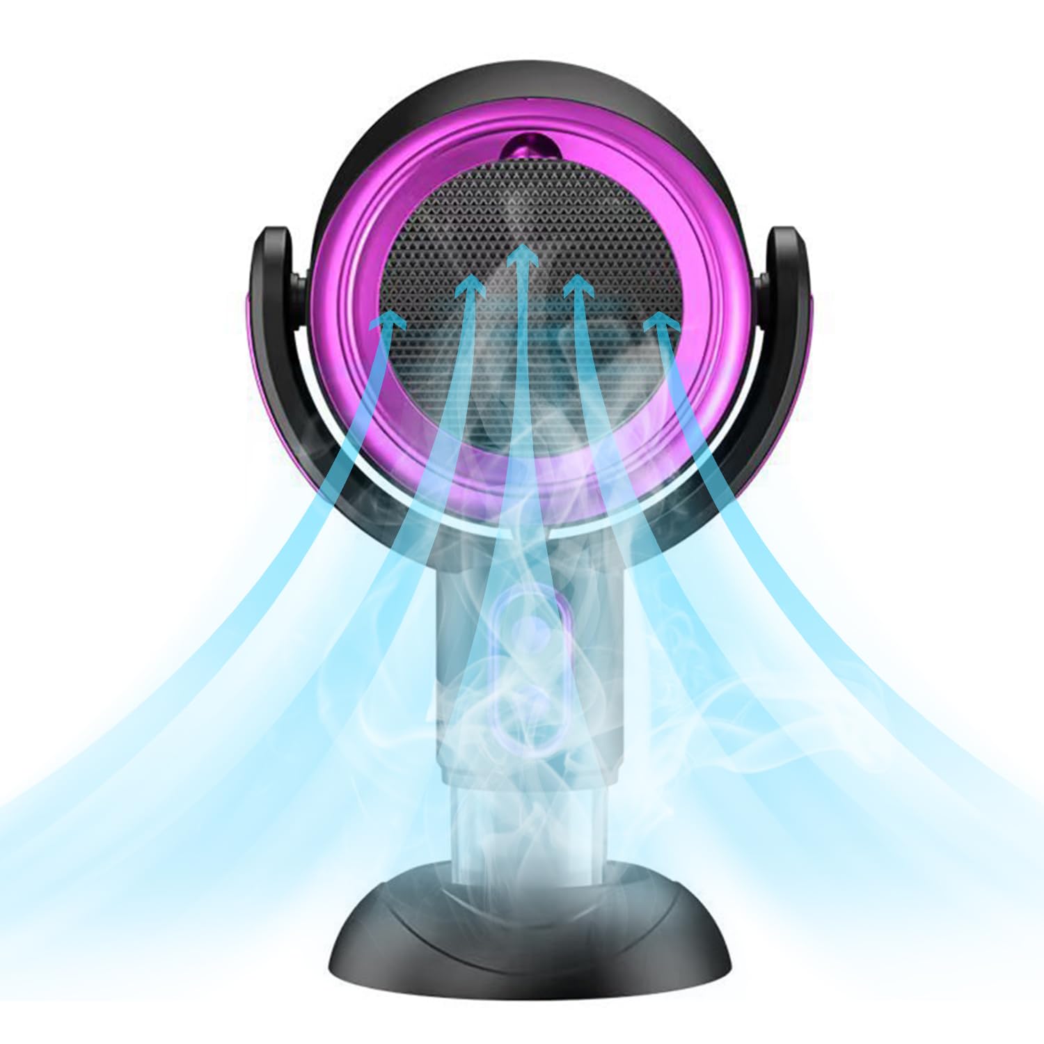 MACOLAUDER Desktop Oil Smoke Machine with High-Concentration Negative Oxygen Ions, Desk Ventilation Fan, Range Hood, 2 Wind Speeds, 15° Adjustable, Removable Oil Cup, Camp BBQ Yakiniku Odor Removal | 卓上でにおい・油・煙・湯気がとれる, 高濃度負酸素イオン, 2つ風量, 15°調節可, 取り外し可能なオイルカップ, キャンプ, BBQ・焼肉 purple