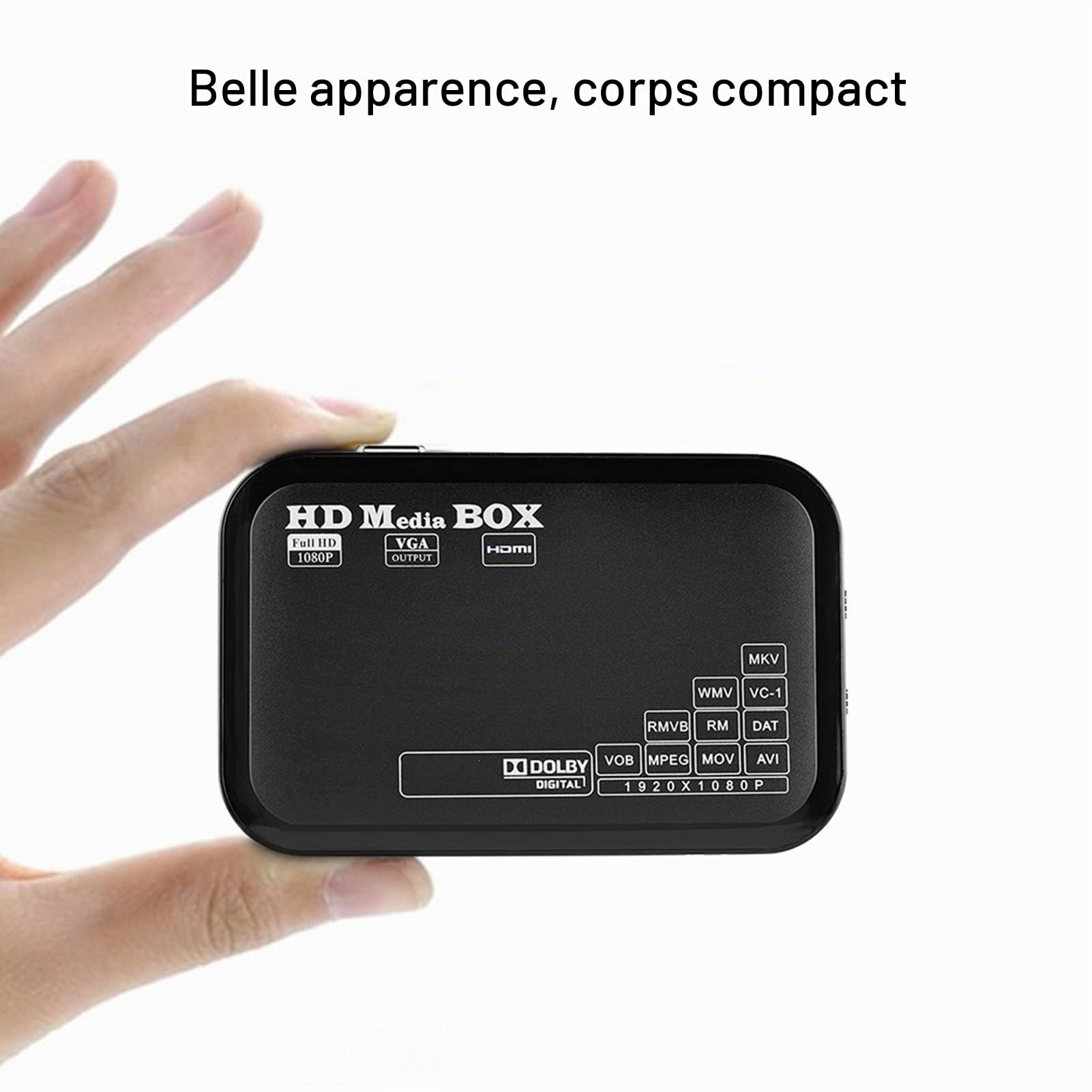Boîtier Media Full HD 1080p Lecteur Multimédia Vidéo - Prise en charge USB, MP3, AVI, MKV, RMVB et autres formats - Alimentation 110-240V