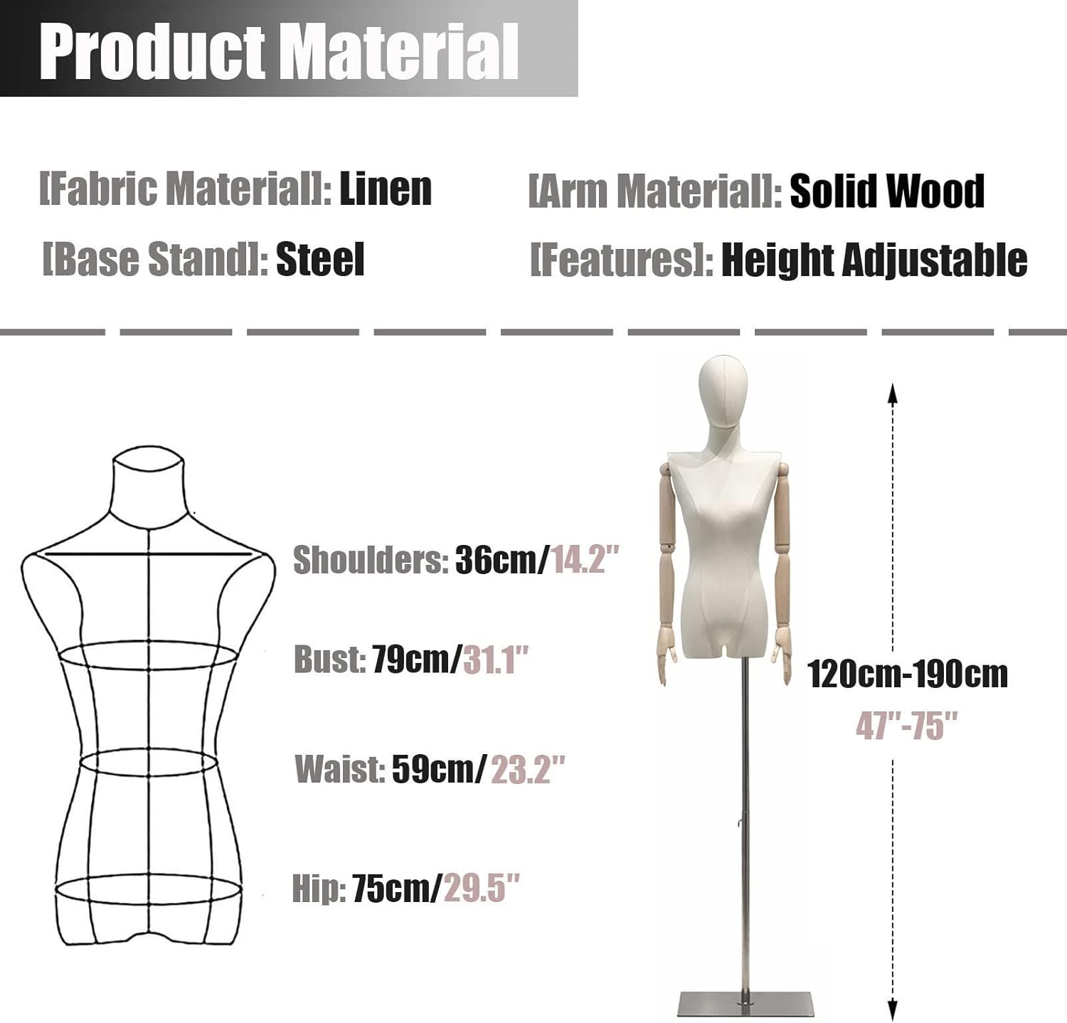 Buy HYKJLD Female Mannequin Torso Dress Form, Mannequin Body with