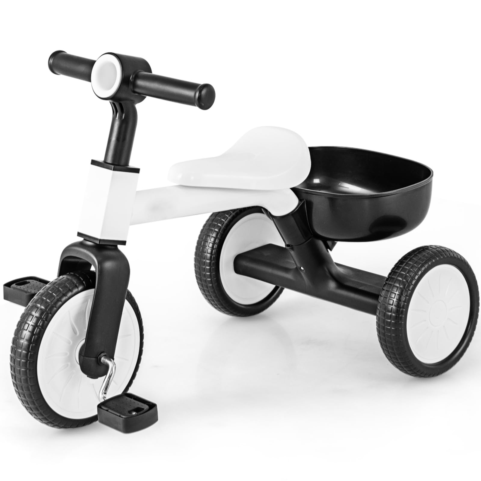 Maxmass 2 in 1 Kids Tricycle, Baby Balance Bike with Removable Pedals and Storage Basket, Carbon Steel Frame, 3 Wheels Toddlers First Bike for 2-4 Years Old