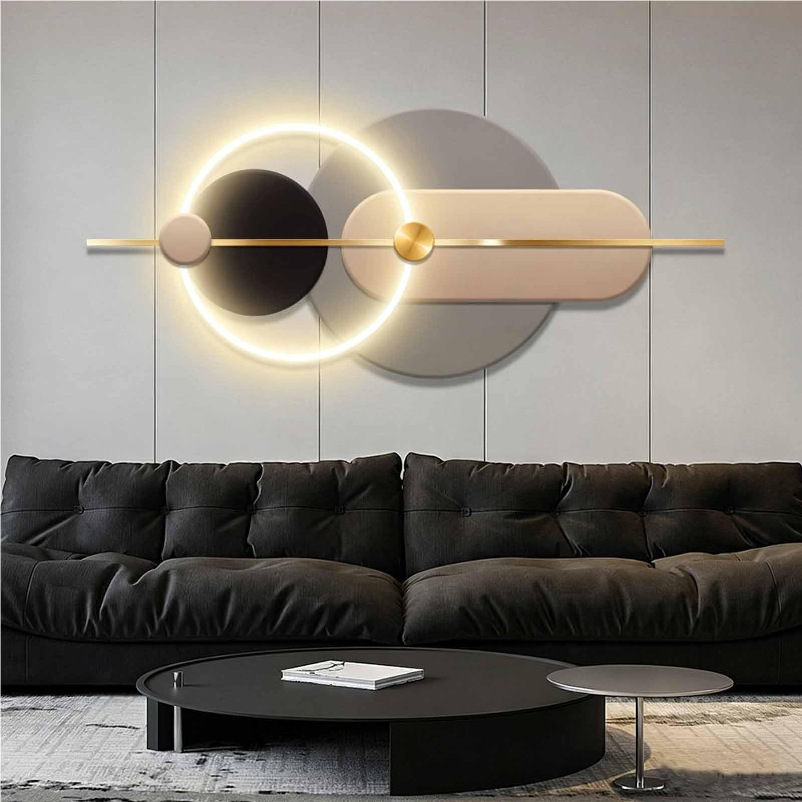 YDAECKRYVB 3D Sandstone Wall Art With Warm LED Lights – Circular Sandstone Wall Sculpture – Large Plug-in 3D Wall Decor – Wall Art Suitable For Living Rooms And Bedrooms(F,140 * 60cm/55.1 * 23.6in)