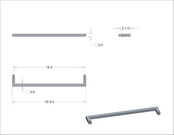 Rockwell Security 18 Square Corner Single Side Towel Bar in Brushed Nickel Finish for Glass Shower Doors