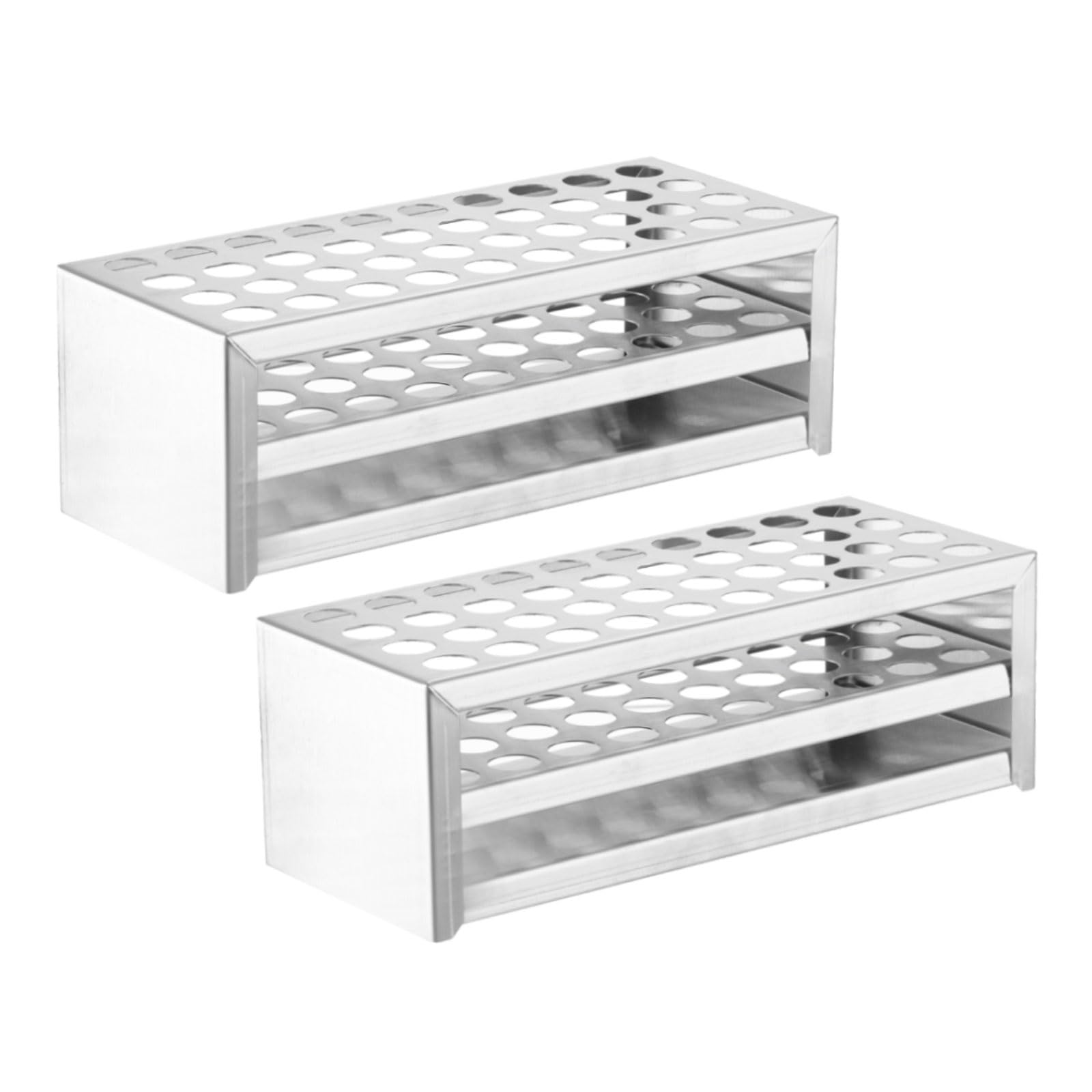 PATIKIL Soporte Para Tubos Ensayo 40 Agujeros 2 Pz Agujero Redondo 13mm Soporte Para Tubos Ensayo Acero Inoxidable 304 Adecuado Para Tubos Ensayo 5ml Para Experimentos Científicos Plateado