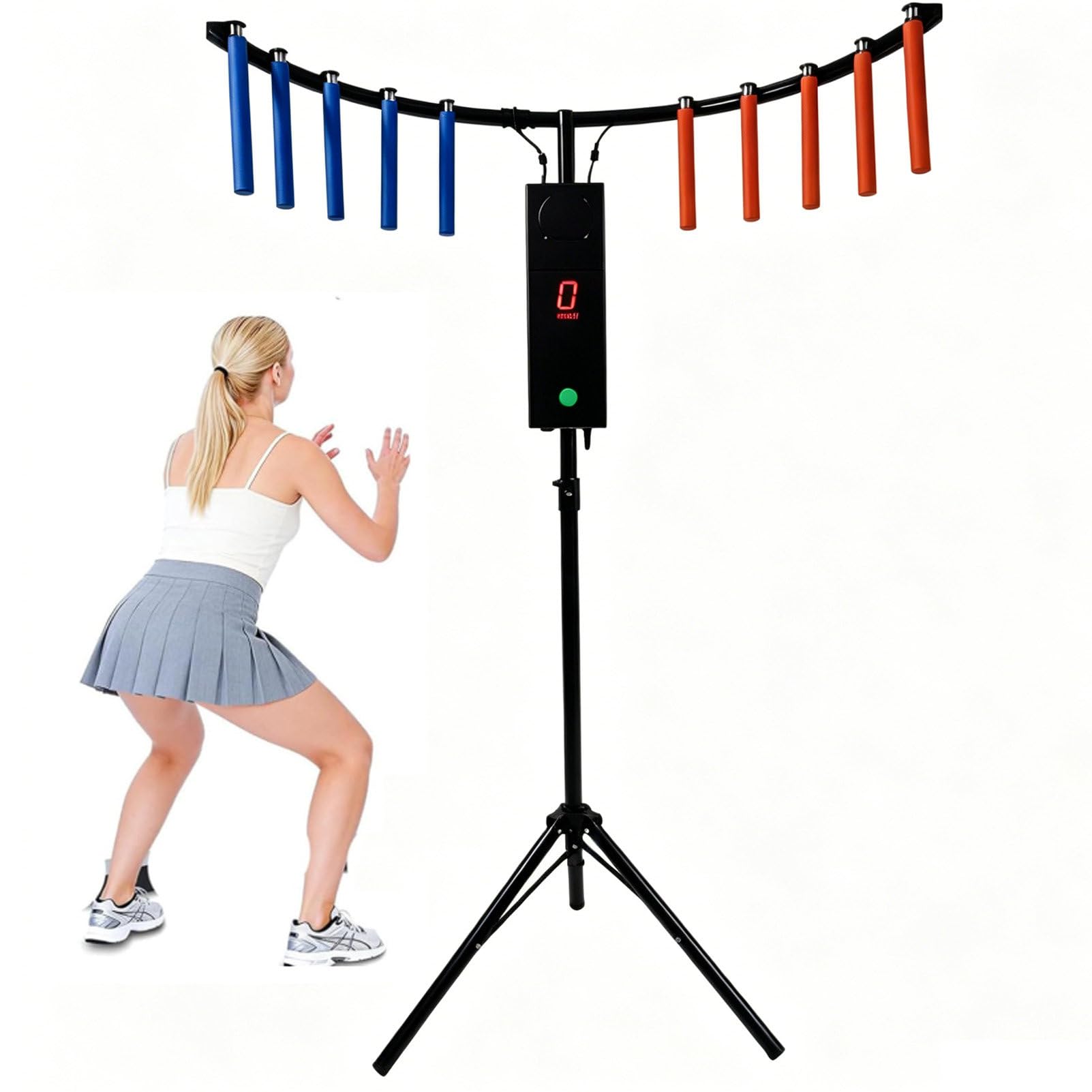 Pvxa Reflex Stick Challenge Game, Hand Eye Coordination Catching Stick Game, with 10 Sticks, MP3, LED Lights, for Party, Business and Game Room Black
