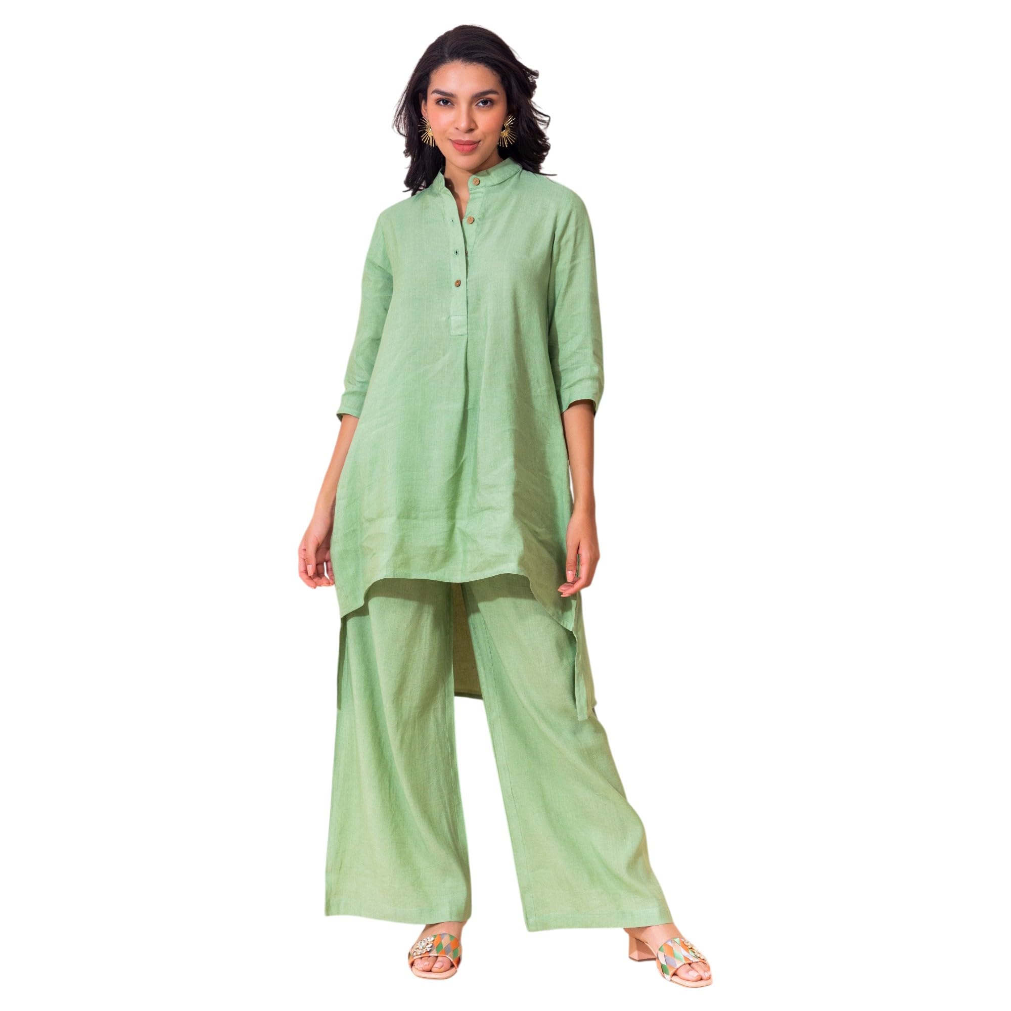 black banana Long Linen Co-Ord Set for Women & Girls-picture-29