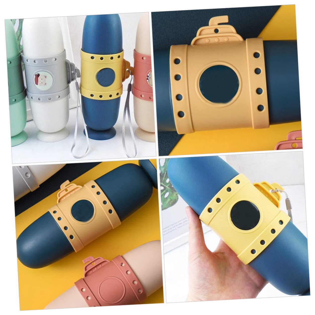 Healeved 6pezzi Custodia Da Viaggio Per Spazzolino e Tazza Forma Sottomarino Organizzatore Salvaspazio Per Bagno e Viaggi e Pratico e Portatile