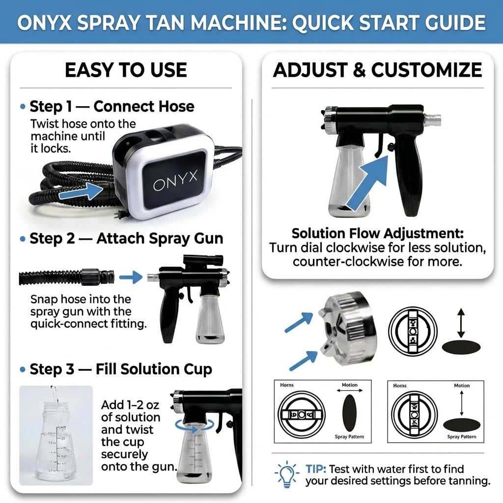 Onyx Spray Tan Machine with Professional Tanning Gun with Light Kit also includes comprehensive Spray Tan Tranning Course.