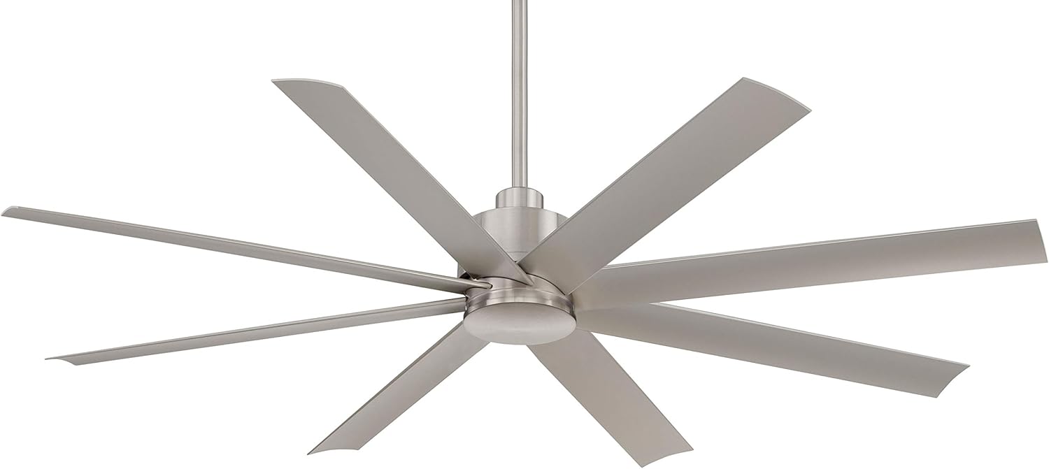 Minka-Aire F888-BNW Protruding Mount, 8 Brushed Nickel Wet Blades Ceiling fan with 28 watts light, Brushed Nickel Wet