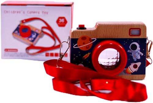 FIUPIAFIU Mini juguete de madera para cámara, juguetes de cámara falsa, juguetes de caleidoscopio, accesorios fotografiados para colgar en el cuello