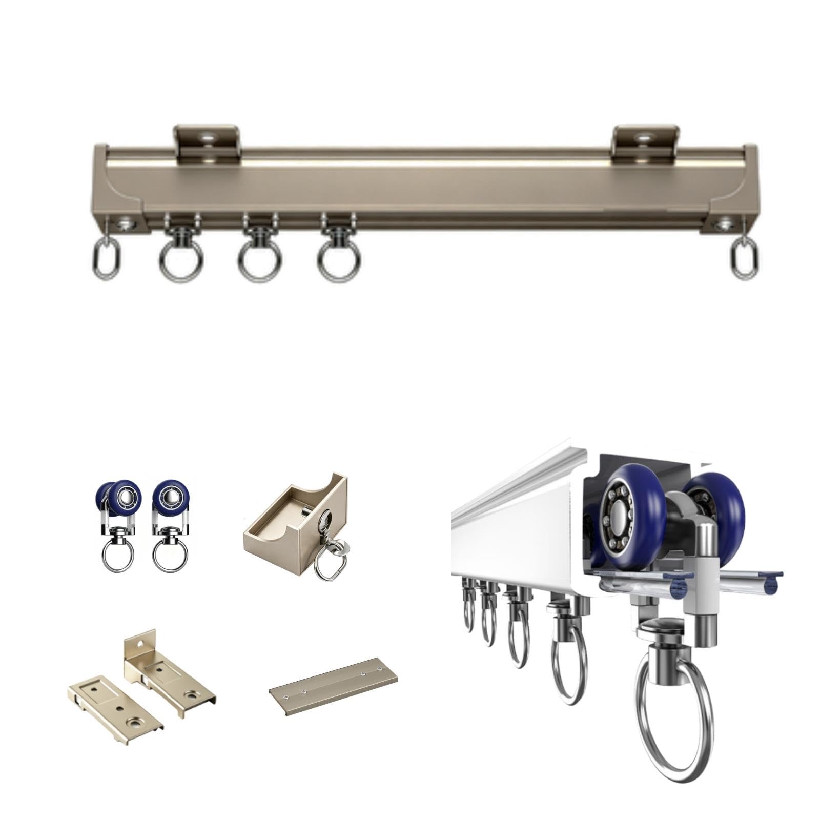 Resistente Binario per Tende in Alluminio, Supporto Parete Soffitto(champán,3.40m/11.15ft)