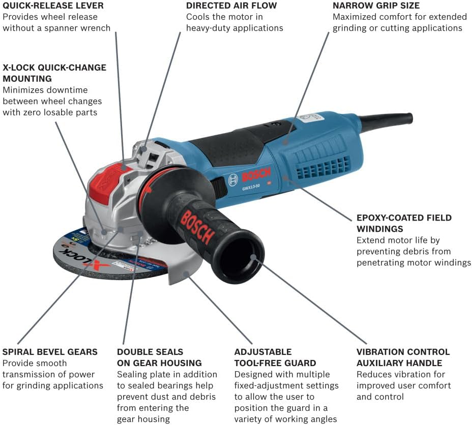 Bosch GWX13-50 5 In. X-LOCK Angle Grinder