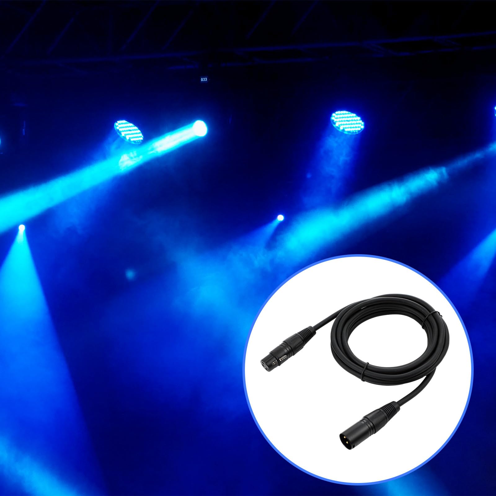 Xuhal 20 cavi DMX flessibili da 1 metro, cavi di segnale DMX con connettori in metallo, segnale XLR a 3 pin, connettore maschio a femmina, per illuminazione di palco, faretti, luci DJ, nero (2 m)