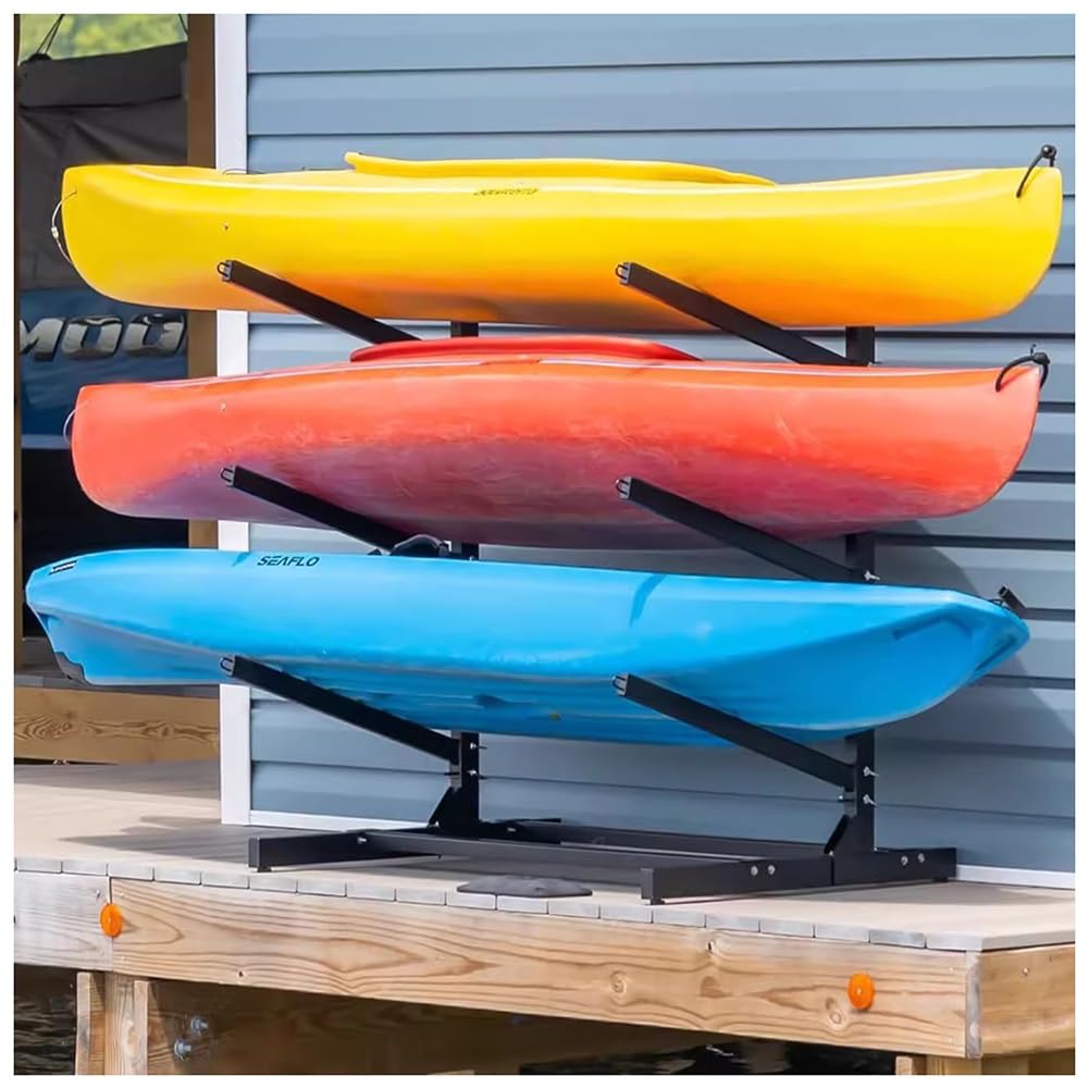 Scaffale autoportante per kayak, supporto multiuso resistente per kayak, SUP, canoe, tavole da surf e paddleboard, ideale per uso interno ed esterno in garage