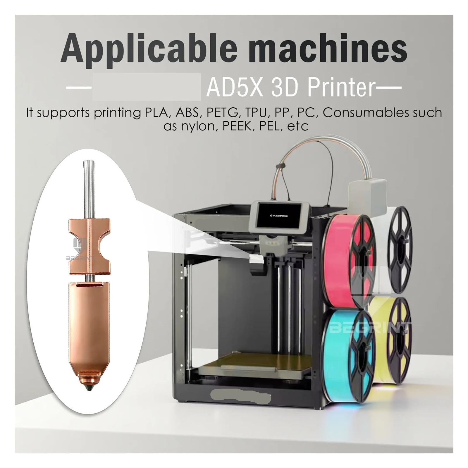 Compatible con FLASHFORGE, kit de boquillas 4 piezas 0,25-0,8 mm AD5X | Acero endurecido, alto flujo, desmontaje rápido, 0,25-0,8 mm, for AD5X, duradero(4466-Nozzle)
