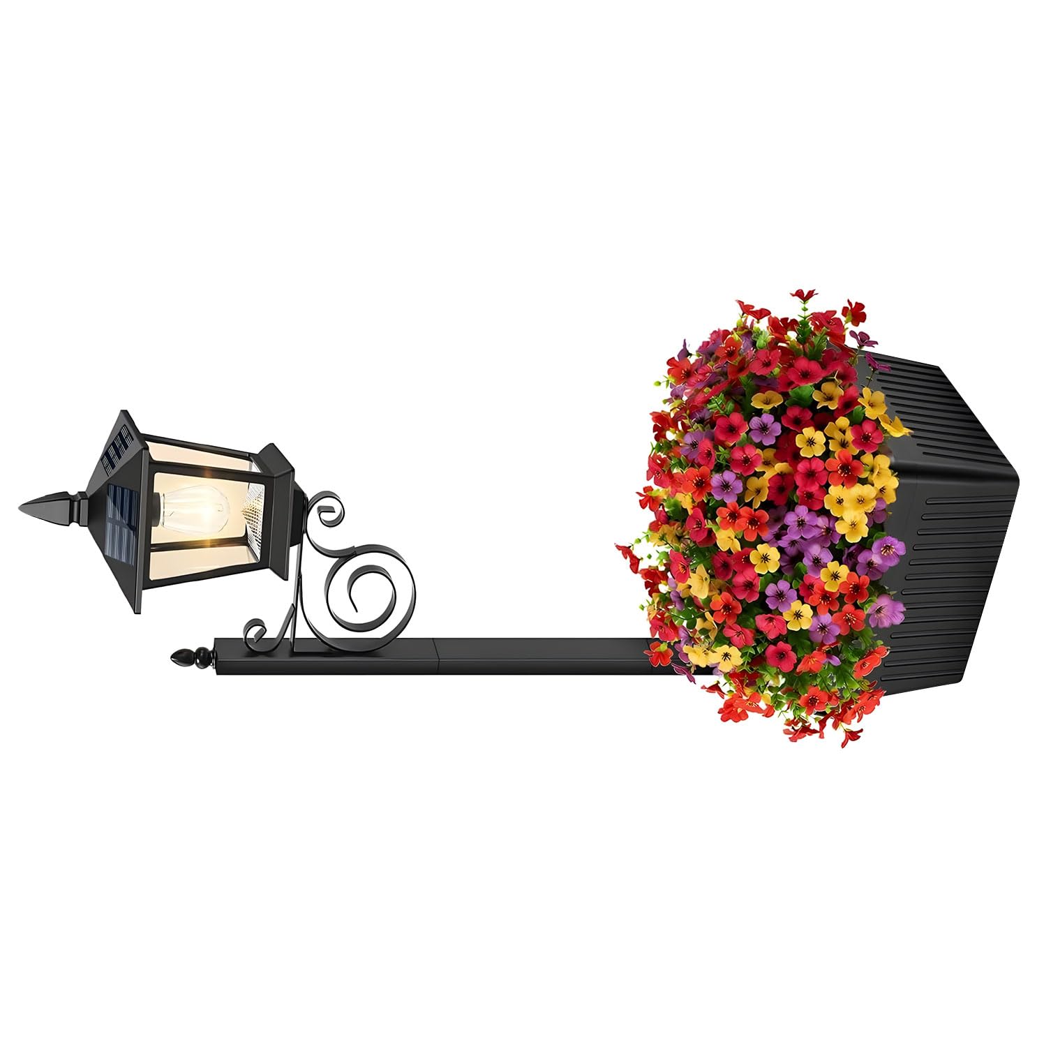 Lampada solare decorativa da giardino con design a vaso fiori con struttura in metallo e plastica per lampada solare da esterno paesaggistica